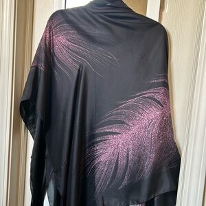 Square Hijab 150cm x 150cm Silk Satin Black / Pink